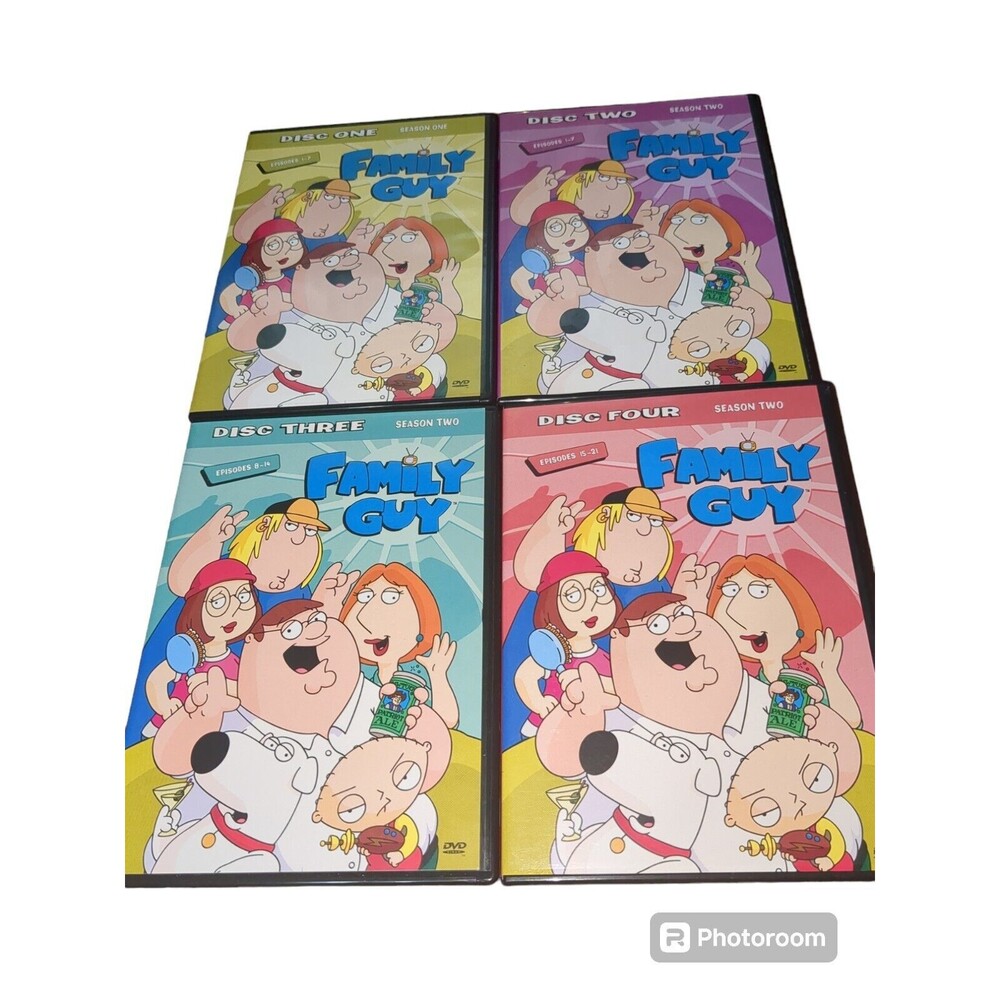 Family Guy DVD Volume 1-Season 1. Volume 2- Season 2 Episodes 1-21. Total 4 Disc
